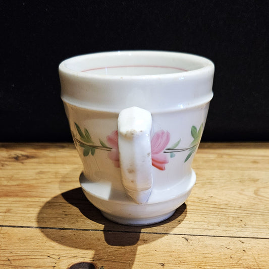TASSE À BRÛLOT (À CAFÉ) EN FAÏENCE XIXe - FLEURS ROSES ET BLEUES - Ref : 00214