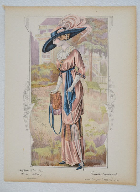 GRAVURE ANCIENNE LES GRANDES MODES DE PARIS - ROIZOT SOEURS - Ref : 022/06