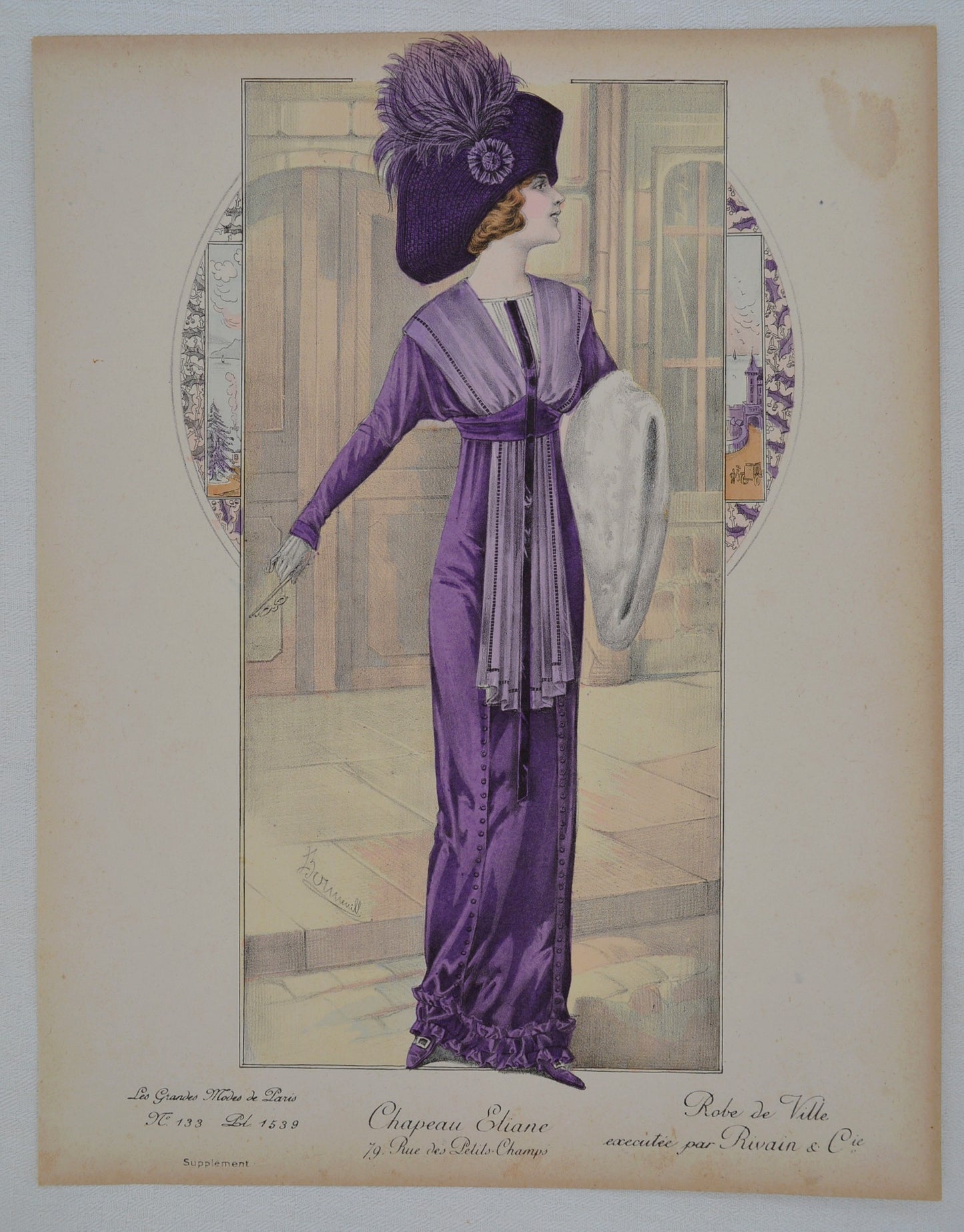 GRAVURE ANCIENNE LES GRANDES MODES DE PARIS - RIVAIN - Ref : 022/09