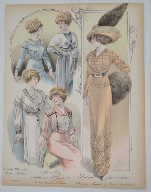 GRAVURE ANCIENNE LES GRANDES MODES DE PARIS - ELIANE - Ref : 022/15