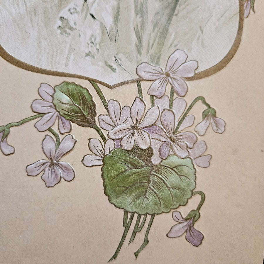 GRANDE CHROMO GAUFRÉE  FEMME ART NOUVEAU DÉBUT XXème Ref : 00134