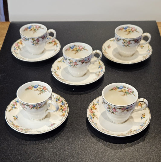 5 TASSES À CAFÉ MARLBOROUGH ROYAL PETAL ENGLAND Ref 00137