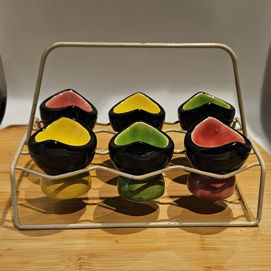 SERVICE DE 6 COQUETIERS 1960 EN CERAMIQUE DE VALLAURIS Ref : 00169