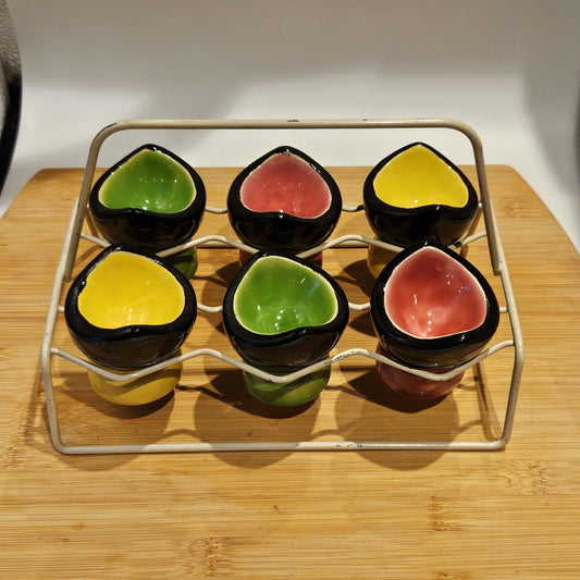 SERVICE DE 6 COQUETIERS 1960 EN CERAMIQUE DE VALLAURIS Ref : 00169