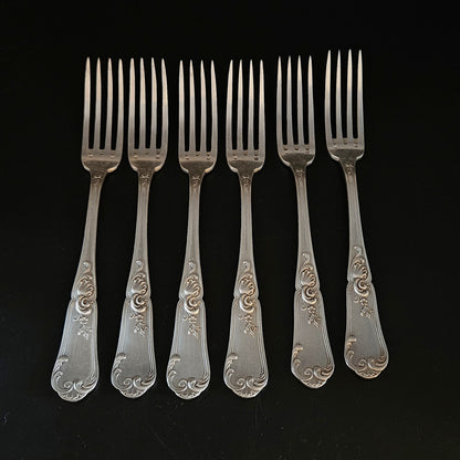 6 FOURCHETTES STYLE LOUIS XV EN MÉTAL ARGENTÉ Ref : 00195