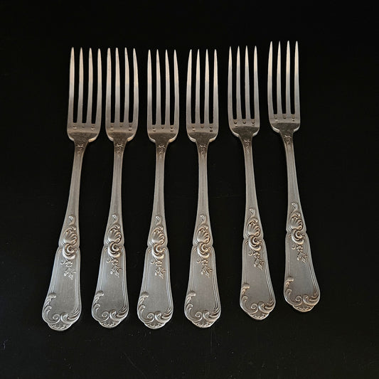 6 FOURCHETTES STYLE LOUIS XV EN MÉTAL ARGENTÉ Ref : 00195