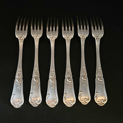 6 FOURCHETTES STYLE LOUIS XV EN MÉTAL ARGENTÉ Ref : 00195