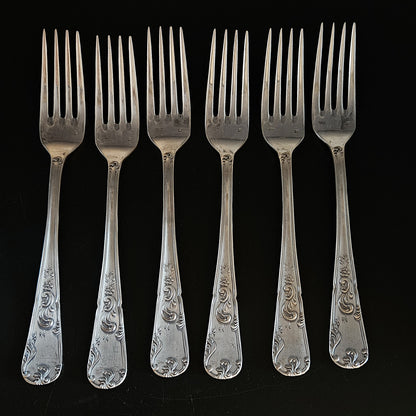 6 FOURCHETTES FRIONNET FRANÇOIS STYLE LOUIS XV EN MÉTAL ARGENTÉ Ref : 00196