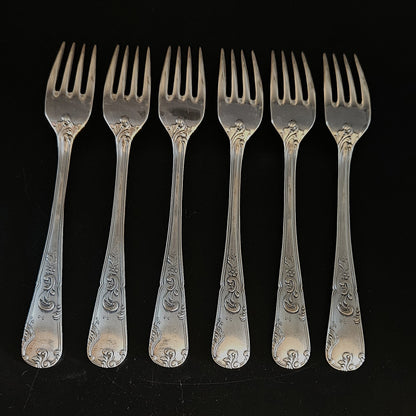 6 FOURCHETTES FRIONNET FRANÇOIS STYLE LOUIS XV EN MÉTAL ARGENTÉ Ref : 00196