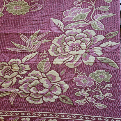 GRAND TAPIS DE TABLE / JETÉ CANAPÉ DOUBLE FACE EN CAMAÏEU ROSE ET BEIGE Ref / 00256