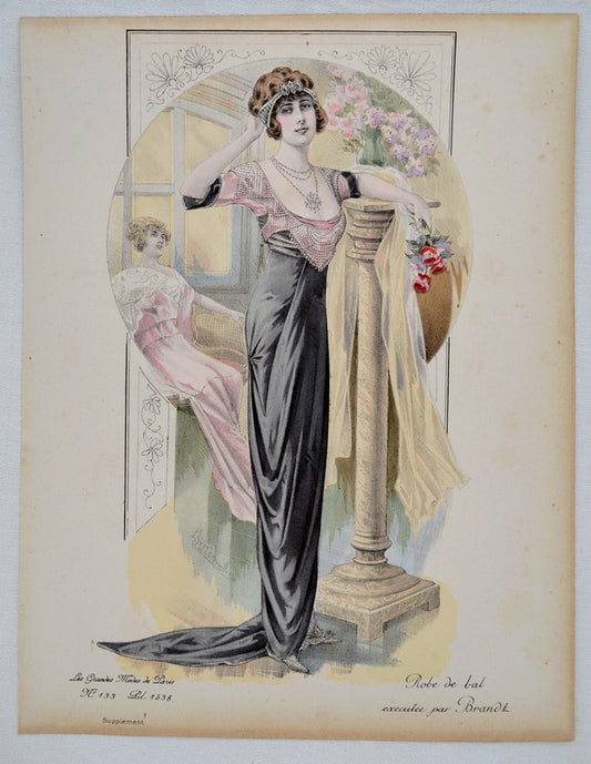 GRAVURE ANCIENNE LES GRANDES MODES DE PARIS  - BRANDT -  Ref : 022/8