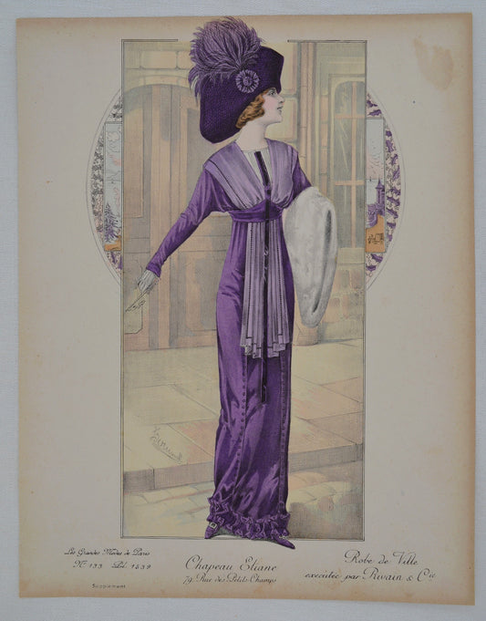 GRAVURE ANCIENNE LES GRANDES MODES DE PARIS - RIVAIN -  Ref : 022/09