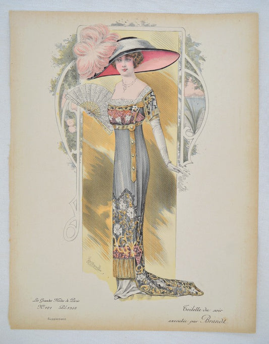 GRAVURE ANCIENNE LES GRANDES MODES DE PARIS - BRANDT -  Ref : 022/10