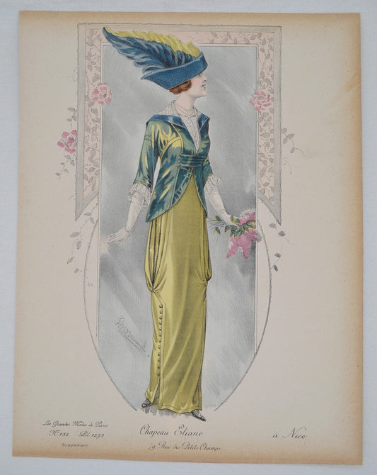 GRAVURE ANCIENNE LES GRANDES MODES DE PARIS - ELIANE - Ref : 022/11