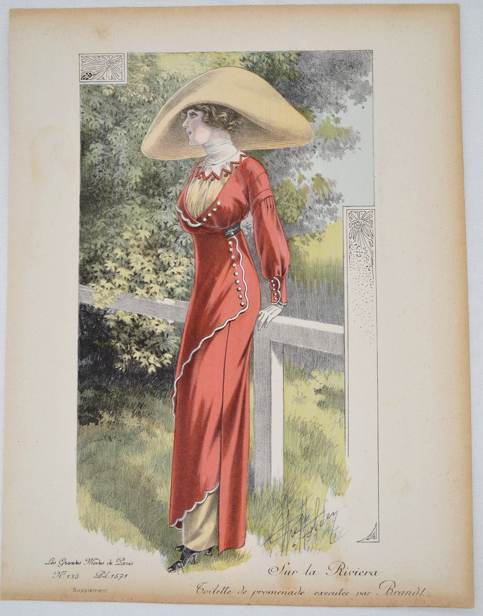 GRAVURE ANCIENNE LES GRANDES MODES DE PARIS - BRANDT -  Ref : 022/13