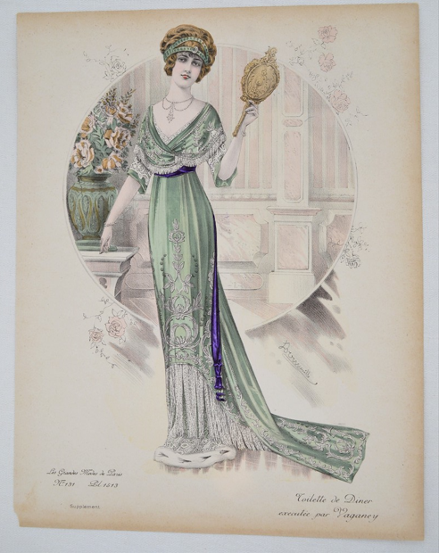 GRAVURE ANCIENNE LES GRANDES MODES DE PARIS - VAGANEY -  Ref : 022/14