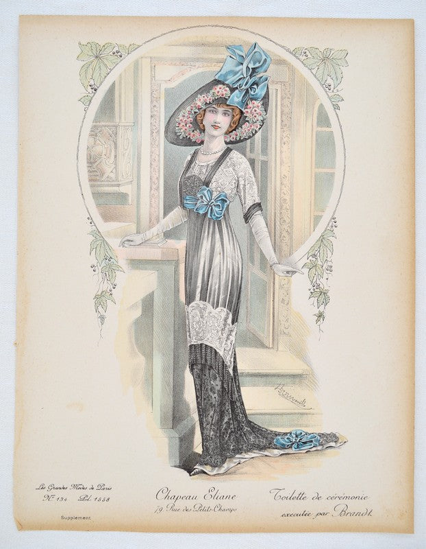 GRAVURE ANCIENNE LES GRANDES MODES DE PARIS - BRANDT - Ref : 022/2