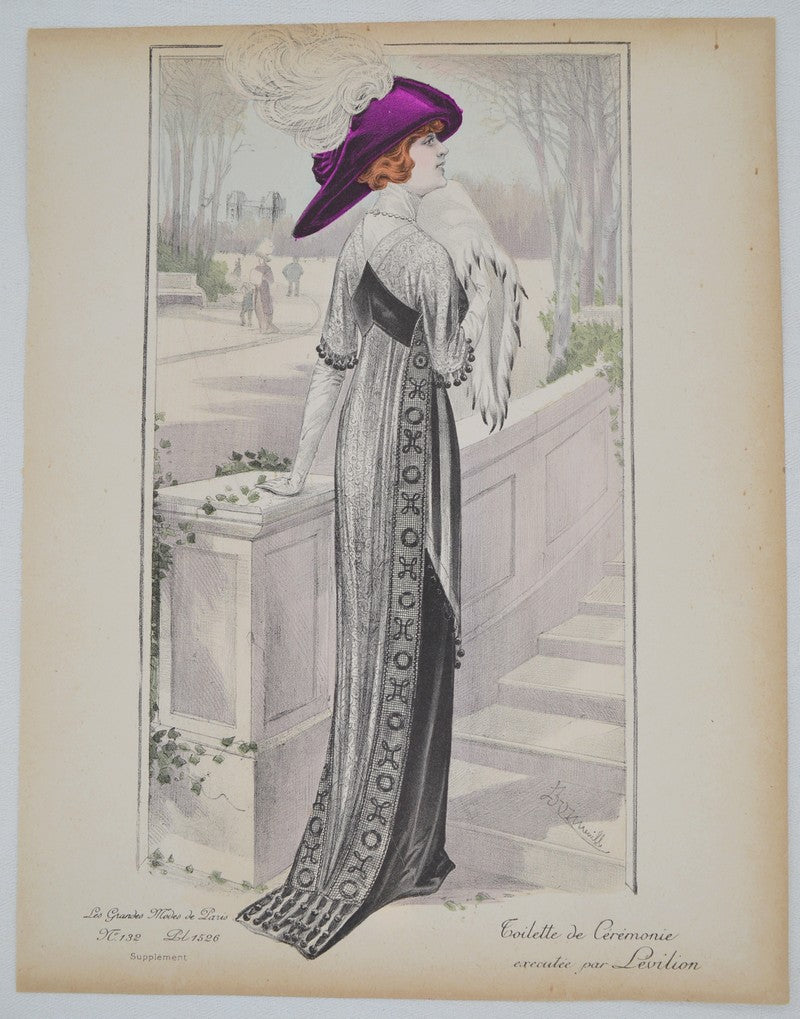 GRAVURE ANCIENNE LES GRANDES MODES DE PARIS - LEVILION -  Ref : 022/17