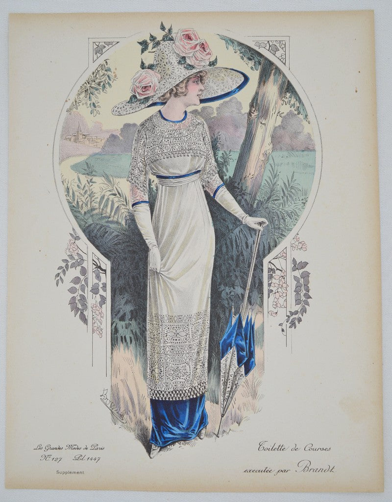 Ancienne Revue La Mode Illustrée 1913 – Gravure Couturier Brandt + Patron N12, Occasion