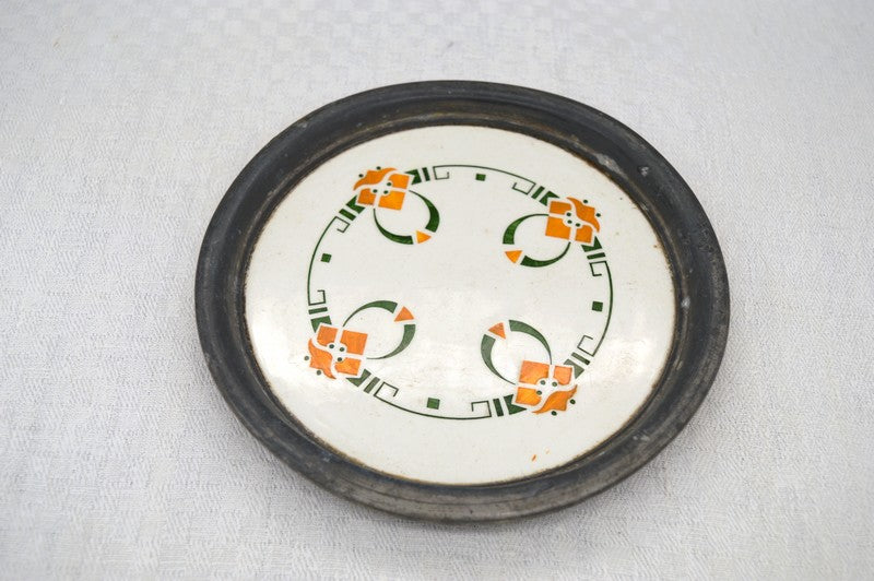 DESSOUS DE BOUTEILLE 1930 FAIENCE ET ETAIN  Ref : 00118